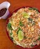 Vietnamese cabbage salad with tofu, rice vermicelli and peanuts