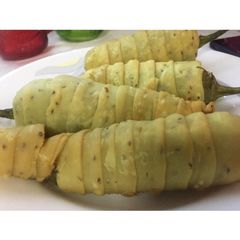 A picture of Wrapped Chilli pakora.