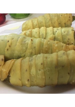 A picture of Wrapped Chilli pakora.