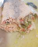 Trucha al horno con arroz graneado