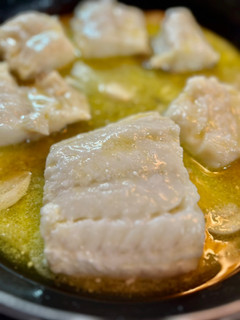 Una foto de Bacalao “casi” al pil pil