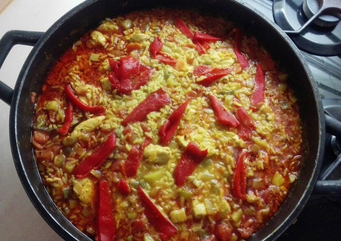Pollo con arroz caldoso