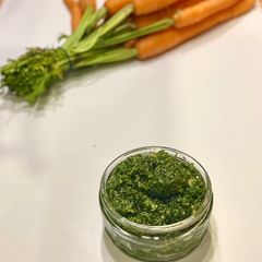 A picture of Carrot top pesto.