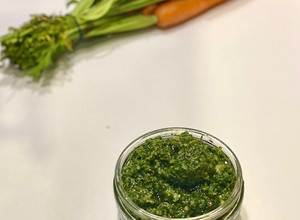 A picture of Carrot top pesto.