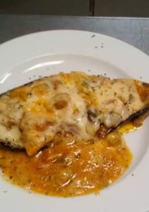 Una foto de Berenjenas rellenas de verduritas y pollo🍆🐣🐥