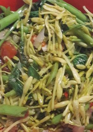 Foto resep Tumis pedas kangkung + bunga pepaya