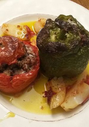 A picture of Greek Stuffed Vegetables/ Gemista.