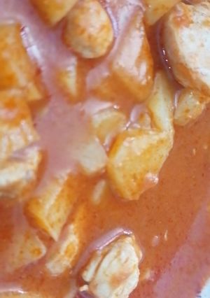 صورة لوصفة مرقة البطاطا مع الرز الأحمر