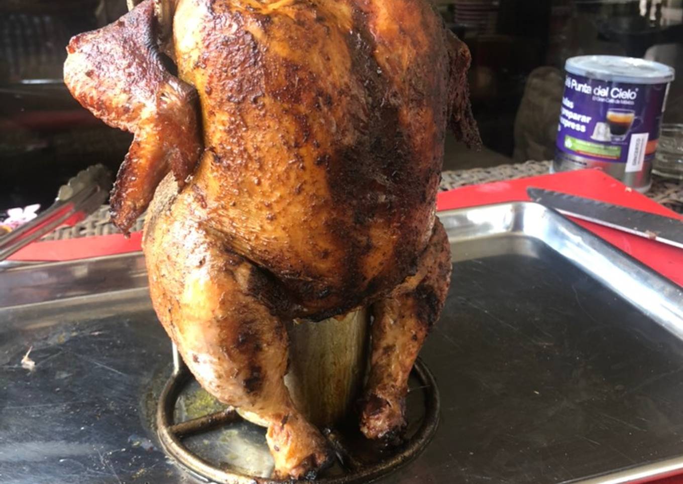 Pollo sentado ahumado al estilo Sonorense