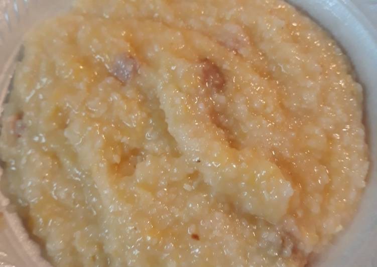 Recipe of Quick Cheesy Grits with Canadian Bacon