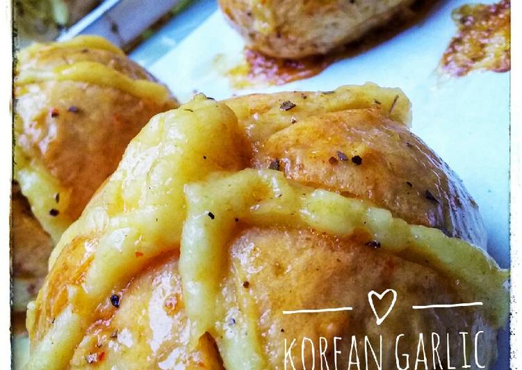 Cara Membuat Korean Garlic Cheese Bread with cheese bechamel, Sempurna