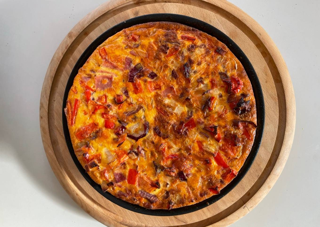 Red Onion, Red Pepper & Red Leicester, etc. Frittata