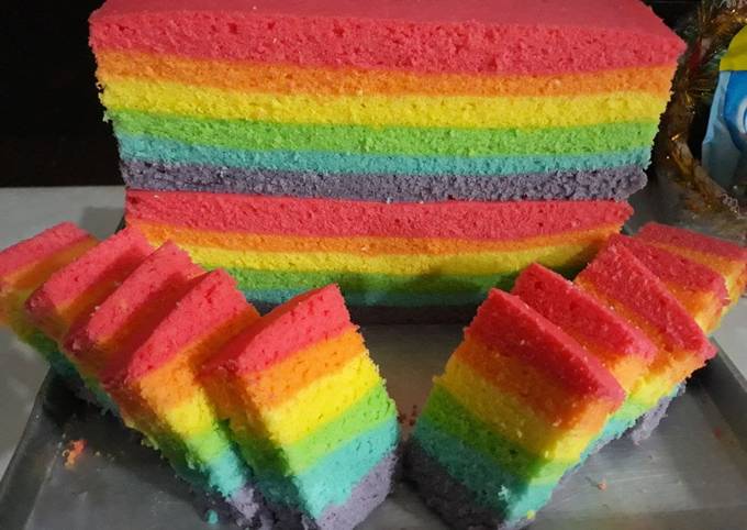 Steamed Rainbow Cake