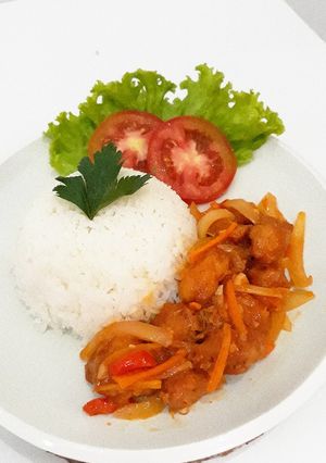 Foto resep Ayam crispy asam manis pedas / ayam asam manis pedah mudah