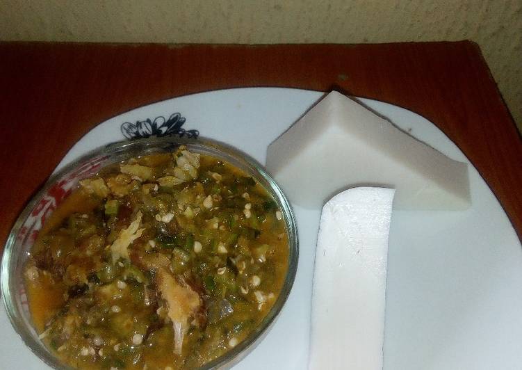 Dry fish Okro soup,with Agidu