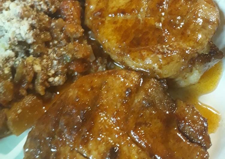 Recipe of Super Quick Homemade Rubbed Porkloin Chops in a Sauce