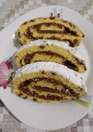 Φωτογραφία της συνταγής Swiss roll cake με πραλίνα