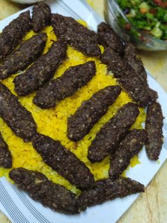 صورة لوصفة كفته اللحم مع رز بالكركم