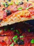 Gluten-Free Pizza with Roasted Red Peppers, Olives, and Parsley