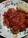 Homemade spaghetti and meatballs