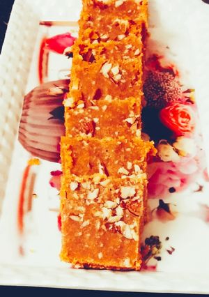 A picture of Besan ki barfi.