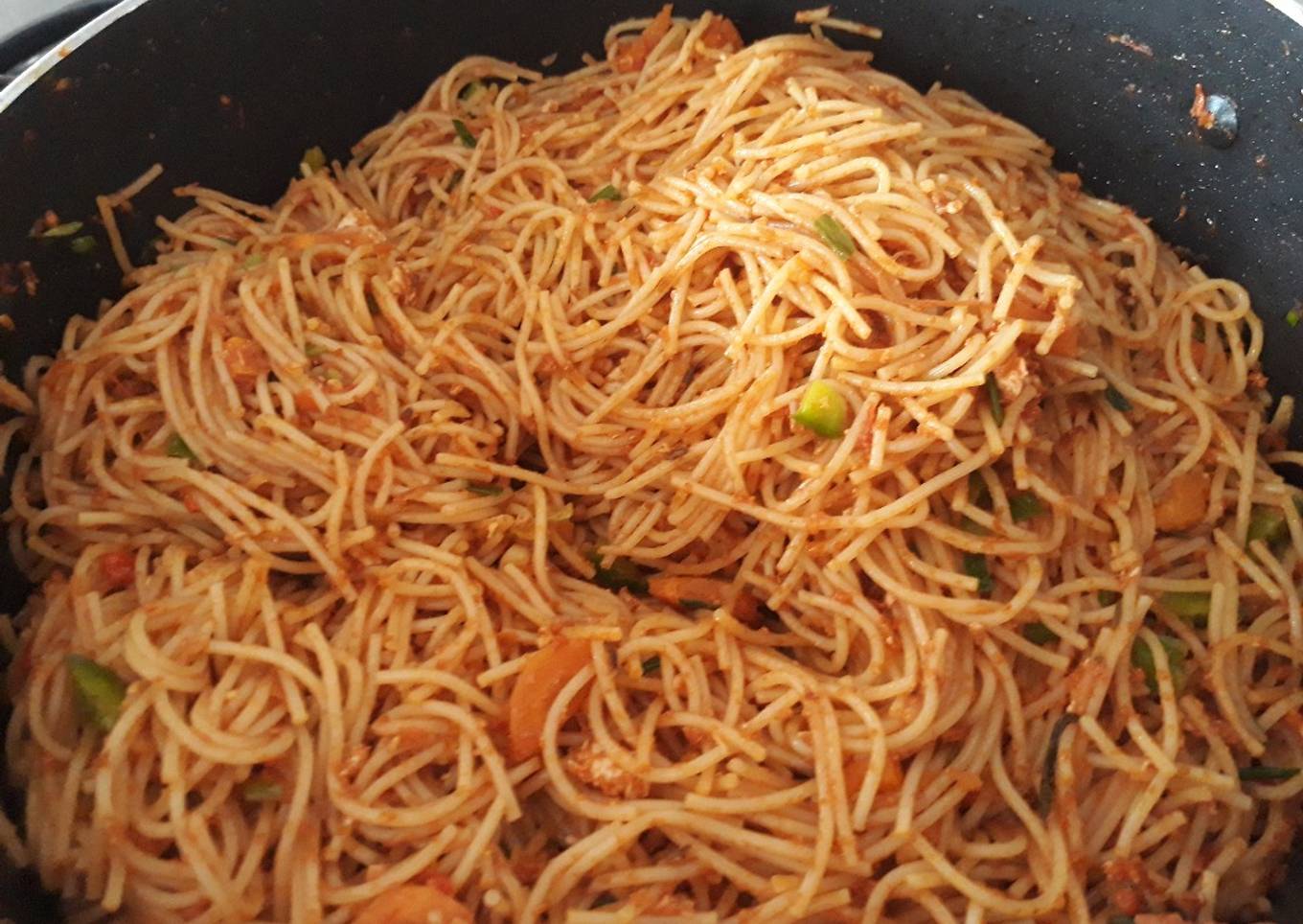 Spaghetti with vegetables