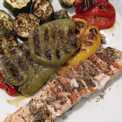 Grilled Salmon Fillets with Peppers and Courgette A picture of Grilled Salmon Fillets with Peppers and Courgette.