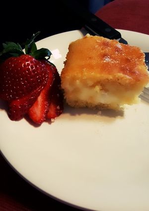 صورة لوصفة بسبوسة بالقشطة 🍓