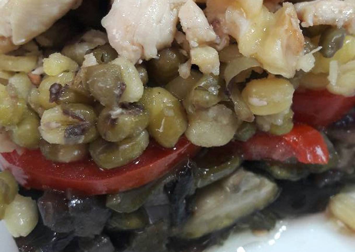 Verduritas con soja y virutas de pollo