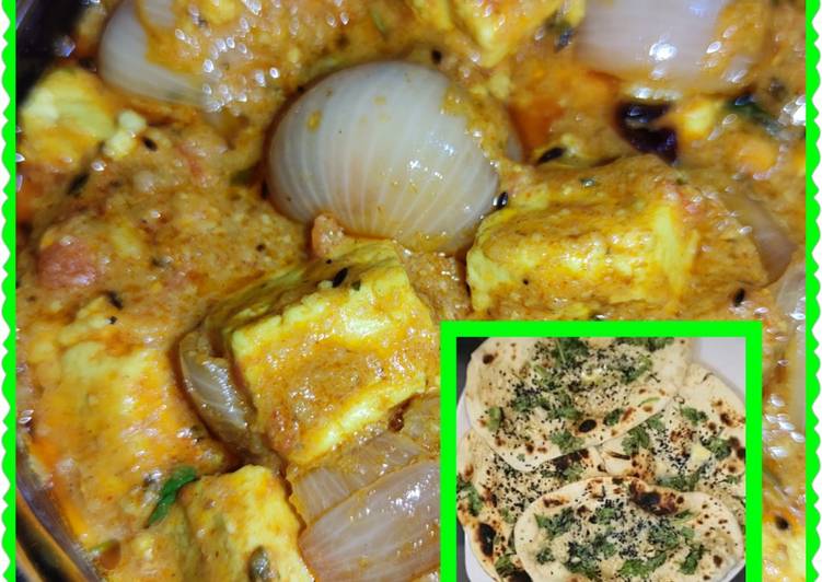 Recipe of Homemade Paneer Dopyaja with Garlic Naan