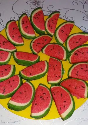 صورة لوصفة بسكويت على شكل ركي (بطيخ)