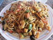 Una foto de cena con mariscos