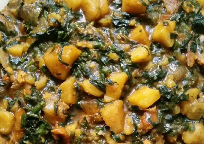 Porridge Yam and Ugu Leaf