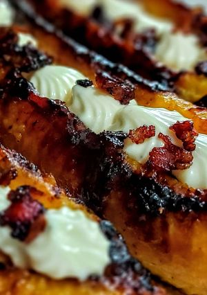 Una foto de PLÁTANOS AL SARTÉN, con Queso Crema y🥓Tocineta Caramelizada..😋