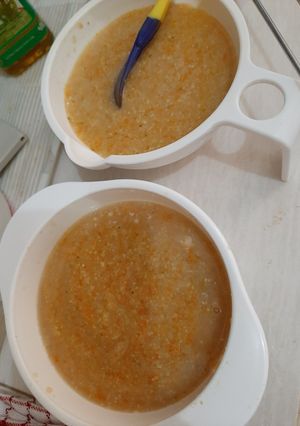 Foto resep Mpasi 4**** bubur dada ceker yampung, wortel, edamame, welok