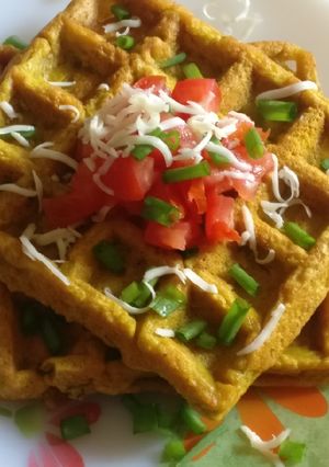 A picture of Savoury Waffles Pudla Waffles.