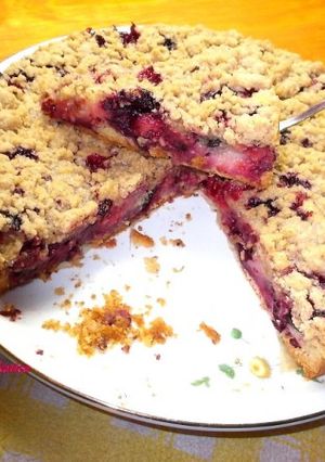 Morzsás szilvás pite habkönnyű tésztával recept fotója
