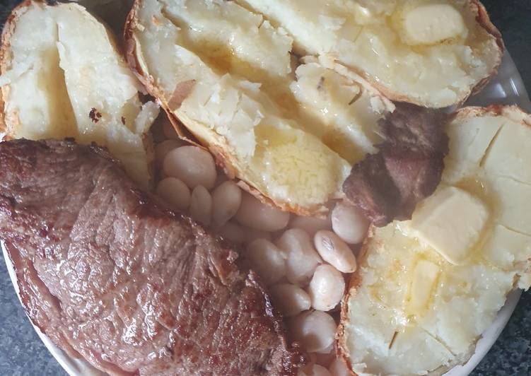 Easiest Way to Make Super Quick Homemade Sirloin Beef steak Jackets an Butter Beans