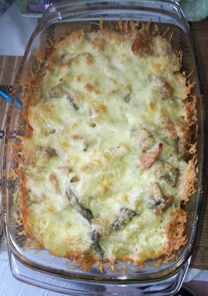 Rakott pennés gombás-csirkemell recept fotója