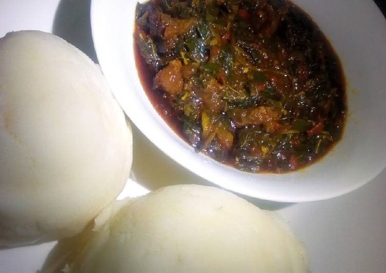 Easiest Way to Make Homemade Pounded yam and vegetable soup