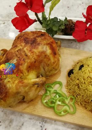صورة لوصفة أرز البخاري بالدجاج المشوي بالفرن
