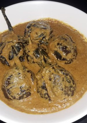 A picture of Eggplant with Salan gravy.