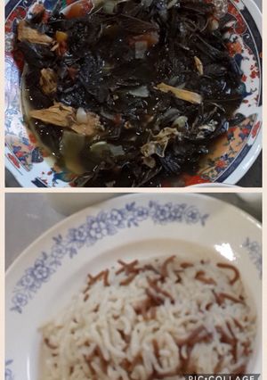 صورة لوصفة الملوخية مع رز