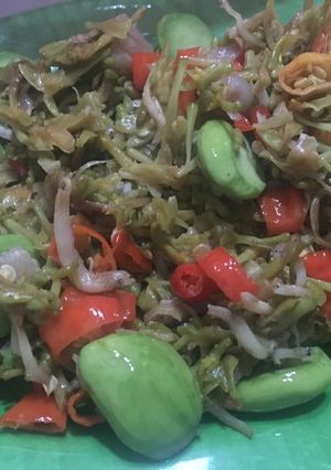 Foto resep Tumis Bunga Pepaya Petai Asmara