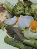 Verduras al vapor con pechuga de pavo