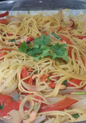 Una foto de Espagueti con cilantro