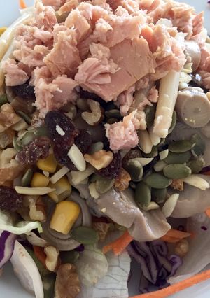 Una foto de Ensalada con champiñones y espárragos