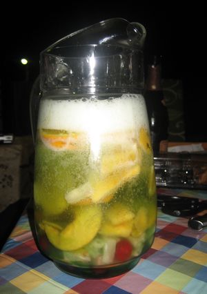 A picture of Cava Sangria with Gin.