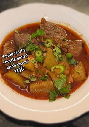 A picture of 🫕Lauki Gosht🫕(bottle gourd lamb curry).