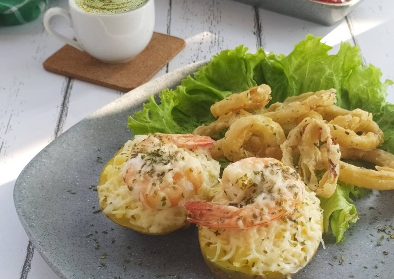Cheesy shrimp potato